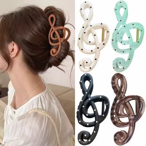 4Pcs Retro Leopard Mobius Strip Shape Hair Claw Ladies Barrettes Musical Note Ponytail Holder Punk Rock Hair Accessory