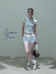 OAKMOO | Bộ Quần Short Thể Thao Cổ Tròn Dây Rút Đường Viền Đối Sánh