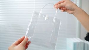 Clear PVC Tote Bag With Button Soft Transparent Multifunctional Packaging Bags With Beg Tangan PVC