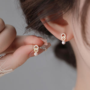 Hoa Tai Ngọc Trai Bạc Nguyên Chất S925 Dành Cho Nữ Thiết Kế Đôi Vòng Nhỏ Sang Trọng Mới 2024 Phụ Kiện Thời Trang