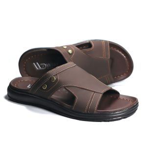 Sandal Kulit Sintetis Pria Dewasa /Sendal Jepit Flipper Terbaru Selop Slop Casual Murah Slip On 100% Real Pick Coklat Hitam S11