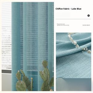 Self-Adhesive Magic Tape Curtains White See-through Not Privacy Protection Balcony Bay Window Blind Curtain No-drilling Installation