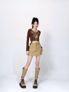 AMMIN 2024 Early Autumn New Korean Style Simple All-Match American Suit Skirt Womens Fashion A- line Anti-Exposure Sheath Skirt