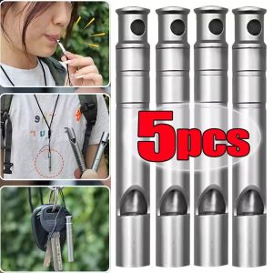 5PCS Emergency Safety Whistle Titanium Alloy Storm Whistle Outdoor Survival Hiking Camping Marine Boating Rescue Signaling Equipment