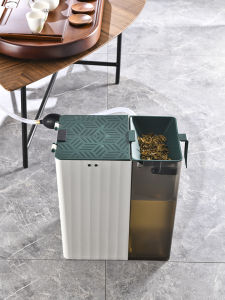 Home Office Tea Water Bucket Waste Bucket Dry Wet Separation Tea Dregs Bucket Living Room Trash Can for Household Cleaning Tools