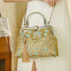 MEIFEI | Embroidery Brocade Traditional Chinese Style Shoulder/Handbag Tassel Metal Handle Small Square Bag