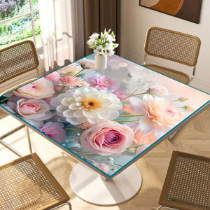 New Chinese Style Leather Square Table Mat Waterproof Oil Resistant Heat Insulated Tablecloth No Washing Floral Eight Immortals Table Tea Table Pad