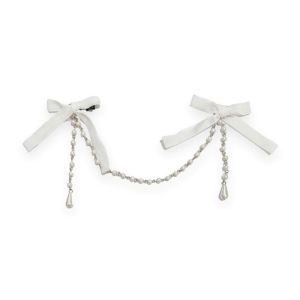 Naomi Ribbon Pearlstring Hairpin Jepit Rambut Pita Bow Velvet Jepitan Bowknot Bludru Rantai Mutiara Untai