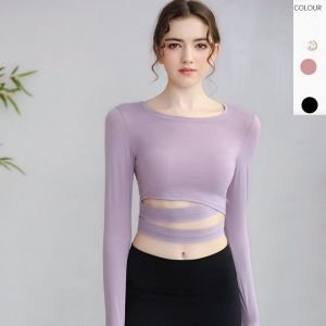 Fall Yoga Long Sleeve Top Women Slimming Nylon Fitness Sports Outdoor Sun Protection Tight T-Shirt Moisture Wicking Waist-Length