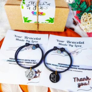GELANG DINO COUPLE SILVER HITAM + FREE BOX