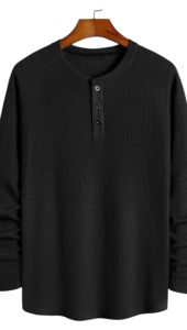 KNIT WAFFLE KAOS KANCING SANGHAI PRIA LENGAN PANJANG TERBARU/BAHAN WAFFLE PREMIUM