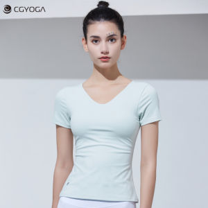 เสื้อยืดโยคะสำหรับผู้หญิง CG Professional ทรงสลิมฟิต แขนสั้น ระบายอากาศได้ดี แห้งเร็ว ดูดซับเหงื่อ ยืดหยุ่นสูง ผ้าไนลอน ฤดูใบไม้ผลิ 2019