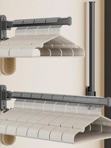 Foldable Clothes Hanger Storage Organizer No Drilling Balcony Wall Mounted Household Drying Rack Multi Functional Arrangement Shelf