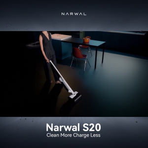 Narwal S20 Wet Dry Vacuum | 18000Pa | 180° Lie-Flat + 63° Side Reach | Tangle-Free | 63°C Hot Air Drying