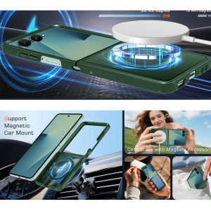 Magnetic Case for Samsung Galaxy Z Flip 7 Case [Compatible with MagSafe] Anti-Fingerprint Translucent Hard Shockproof Protective Case for Samsung Z Flip 7 CoverZ Flip 6 Case
