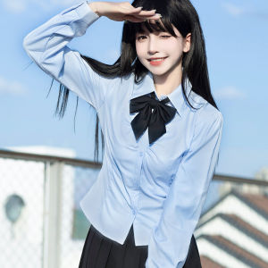 Blouses JK Uniform Long Sleeves White Shirt Shirt Waist-Tight Slim Looking Autumn Long Sleeve Inner Wear Suit Back Strap