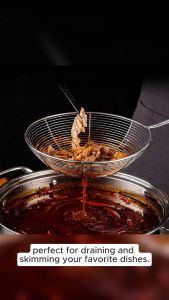 Kitchen Utensil Stainless Steel Mesh Strainer Ladle Spider Skimmer Fry Spoon R-10
