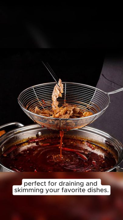 Kitchen Utensil Stainless Steel Mesh Strainer Ladle Spider Skimmer Fry Spoon R-10