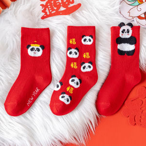 Tất Trẻ Em Màu Đỏ Dày Đến Giữa Bắp Chân Cho Năm Mèo 2025 Tất Trẻ Em Cho Bé Trai Và Bé Gái Tất Mùa Đông Thoải Mái Thoáng Khí