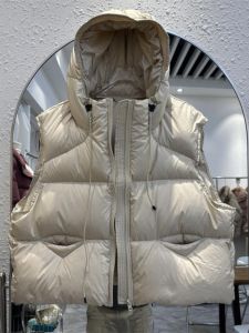 Womens Casual Oversized down Cotton Vest Sleeveless Outerwear Zipper Pocket Short Length Pure Color Autumn Winter Jacket