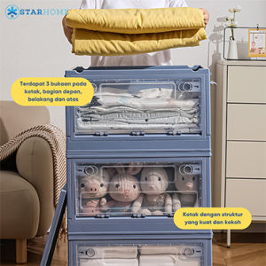 Set Storage Box Organizer: Kotak Lipat Portable untuk Baju, Selimut, Mainan, Buku & Majalah