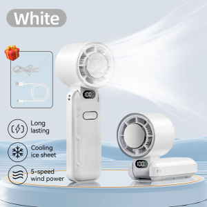 [🇲🇾Stock]🚀DANYCASE Mini Cooling Fan 5 Gear High-speed Strong Wind Foldable Handheld for Neck Cooling Rechargeable Portable Electric Fan with LED Display for Outdoor