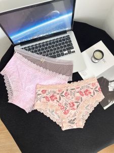 Pinkgirl Smooth Milk Silk ชุดชั้นในลูกไม้ขอบแห้งเร็วเซ็กซี่สามเหลี่ยมชุดชั้นในผู้หญิงต่ําเอววัสดุไนลอน