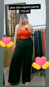 Plus Size Wide Leg Crepe Pants | Highwaist Squarepants for Women with 2 Pockets Hanna