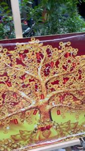 Tranh Cây Kim Tiền mẫu 02 chất liệu in gỗ tráng gương có bọc viền cao cấp