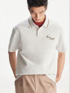 Jack Jones | Summer Polo Shirt Embroidered Letter Contrast Stripe Turn-down Collar Loose