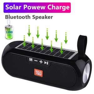 TG182 Solar Boombox Outdoor Speaker 10W USB Portable Wireless Column Loudspeaker Waterproof Support TF Card FM Radio Aux Input