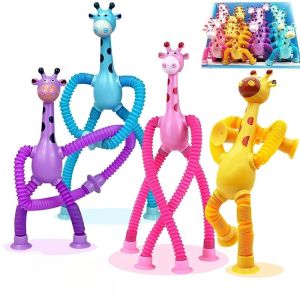 Telescopic Suction Cup Giraffe Toy Pop Tubes Fidget Toys Stress Relief Toys Children Gift