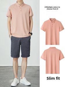 Romon Mens Casual Short Sleeve POLO Shirt Cool Sensation Business Loose Summer New Style Half Sleeve Top Cotton Polyester Blend