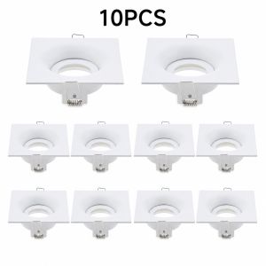 JOYINLED Square Recessed Downlight Adjustable GU10 MR16 Spotlight Holder Black White Ceiling Light Fixture for LED Halogen Bulbs