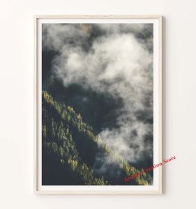Forest In Fog Posters Nordic Landscape Nature Foggy Forest Mountain Canvas Painting Print Pictures Scandinavian Wall Home Decor