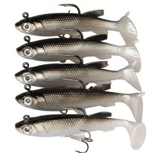 5pcs/Lot Jig Hook Silicone Soft Bait Set Swimbait 8cm 12.5g Fishing Wobblers Artificial Rubber Baits for Pike Bass Lure Tackle