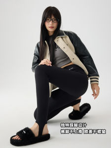 Black High-Waisted Fleece Lined Thick Yoga Pants Womens Autumn Winter New Style Shark Bite Bottoms Outdoor Wear Slimming Base Layer