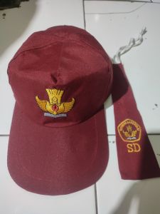 topi dan dasi sekolah sd untuk anak perempuan bordir