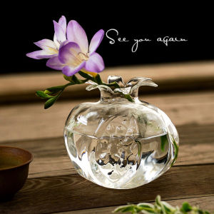 Mini Glass Vase Seeyou Transparent Mini Pomegranate Flower Pot Handmade Floral Arrangement Water Cultivation Creative INS Style Home Decor