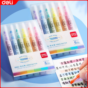 Deli Highlighter Pen Set For School Supplies Bright Color 6Pcs S624