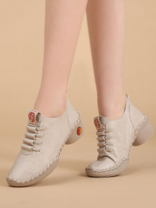Dancing Shoes Genuine Leather Soft Bottom Non-Slip Breathable Shoes Womens Spring and Autumn Easiest for Match Trendy Shoes Comfortable Soft Leather Soft Surface Casual Shoes