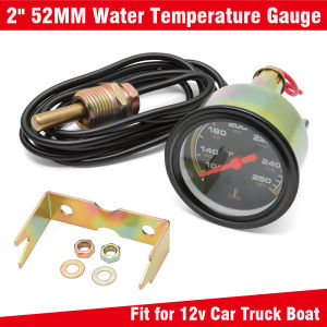 RYSJM | 2" 52MM Mechanical 38-121℃/100-250℉ Water Temp Gauge 12V Water Temperature Gauge Car Meter With Sensor NPT 1/2