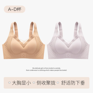 Platini 3.0 Wireless Bra Womens Gathered Small Chest Illusion Underwear Full Cup Cross Chest Strap Detachable Shoulder Strap