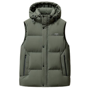 Snow Flying Mens down Vest Thickened Hooded Casual Outerwear Autumn Winter Sporty Versatile Detachable Hooded Warm Polyester
