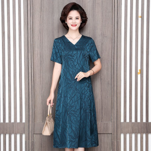 Xiangyun Yarn Heavy Silk Dress for Women Summer High-End New Loose plus Size Middle-Aged Mom Mulberry Silk Skirt