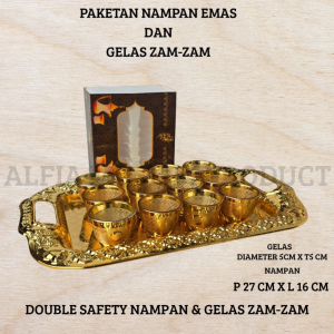 Paketan Nampan Dan Gelas Cucing/Gelas Zam-Zam/Gelas Zam-Zam Dan Nampan Emas Termurah !!