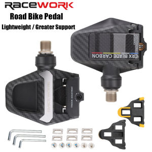 RACEWORK Road Bike Pedals Bicycle Self-Locking Pedal Big Bearings Carbon Fibre Nylon Ultralight Clipless Platform Pedals For SPD