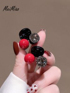 กิ๊บติดผมเพชรสีแดงสไตล์เกาหลีสำหรับผู้หญิง กิ๊บติดผมทรงเจ้าหญิง กิ๊บติดผมด้านข้าง กิ๊บติดผมเล็ก กิ๊บติดผมด้านบน