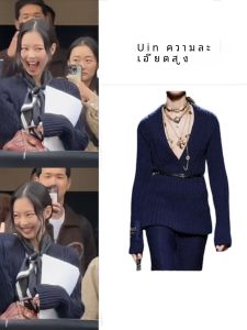 Elegant V-neck Long Sleeve Knitted Short Dress in Blue by Jennie24 Autumn Winter New Style Comfortable Cotton Blend Dress