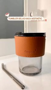 (BISA COD ) PROMO Gelas Kaca Tumbler Aestetik / Gelas Minum Kaca Simple Elegan Water Bottle Cup for Coffee / Gelas Kaca Dengan Penutup / Niall Glass Tumblr Aesthetic / Gelas Dengan Sedotan / Gelas Kopi